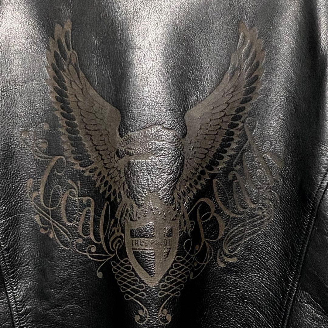 【定価30万円・EXILE着】　コールブラック 極上イーグルレザージャケット