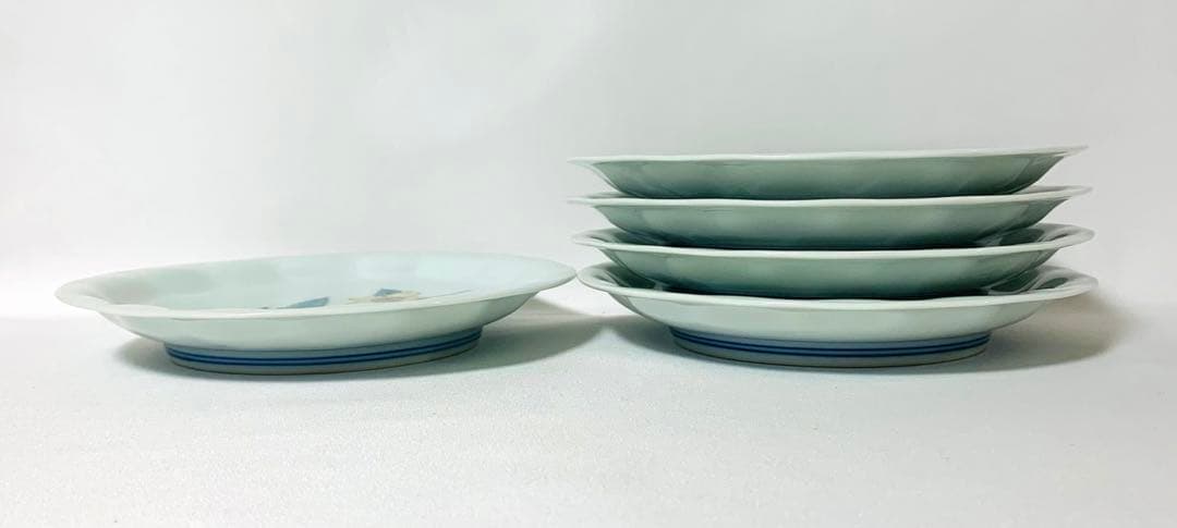 未使用 十三代 今泉今右衛門 錦山吹絵 銘々皿 5枚セット 食器 皿 丸皿 中皿