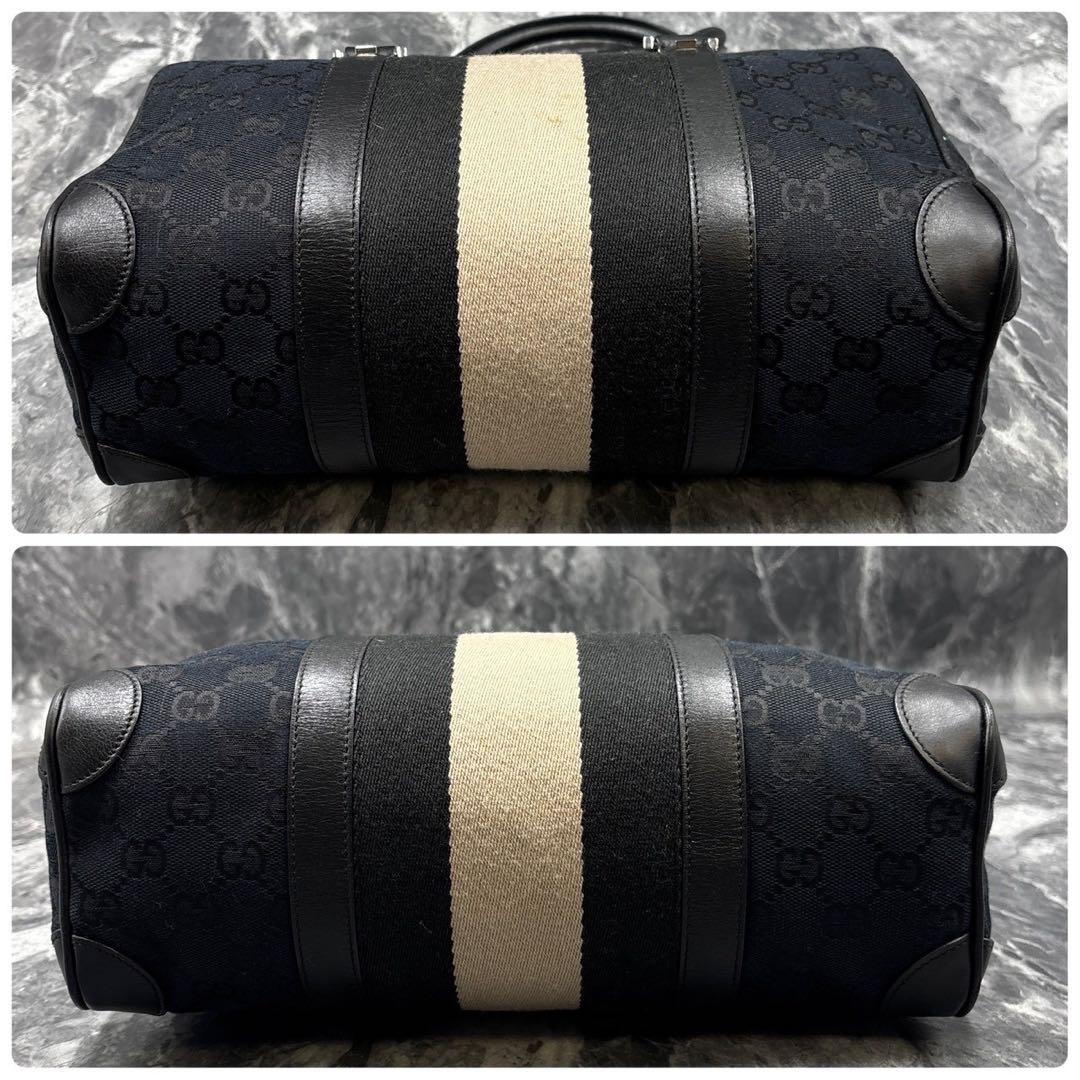 ✨美品✨GUCCI GG シェリーライン ハンドバッグ ミニボストン ブラック