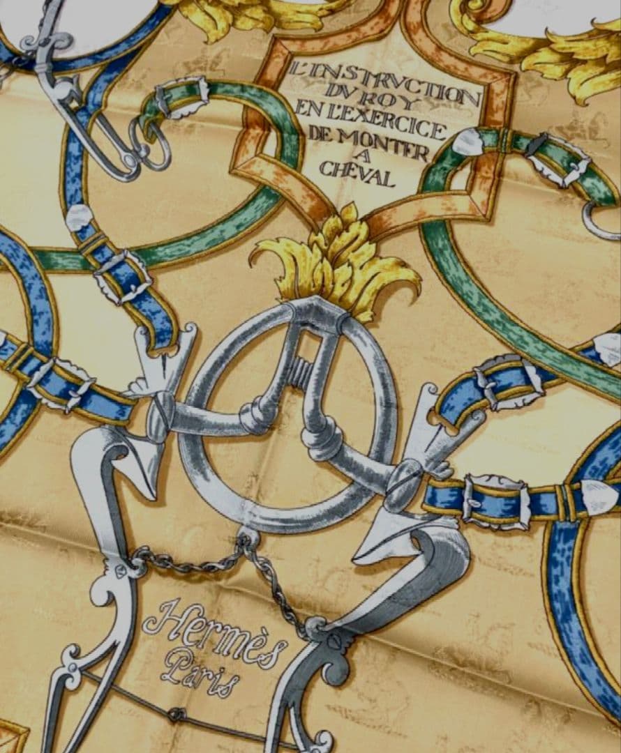 エルメスHERMES 帝王学 カレ90 スカーフ ゴールドカラー