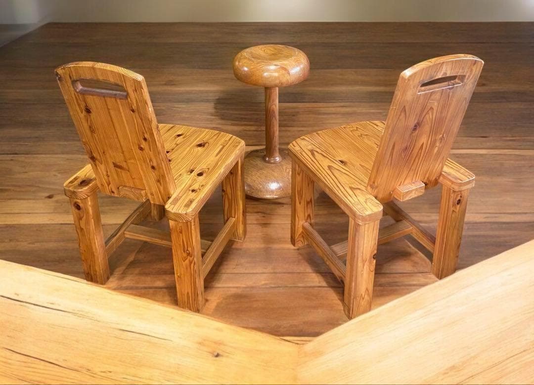 一生もの★重厚なウッドチェア②（1脚）　すべて木製　カントリー風のお店やお部屋に