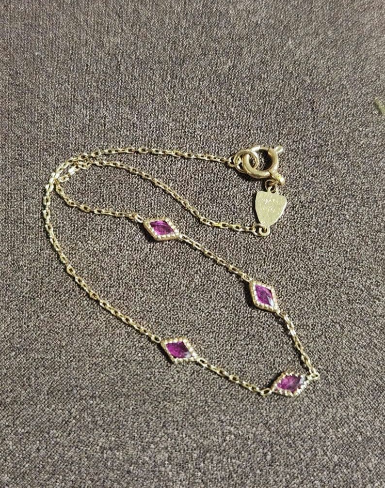 agete アガット ブレスレット ルビーステーションK10YG