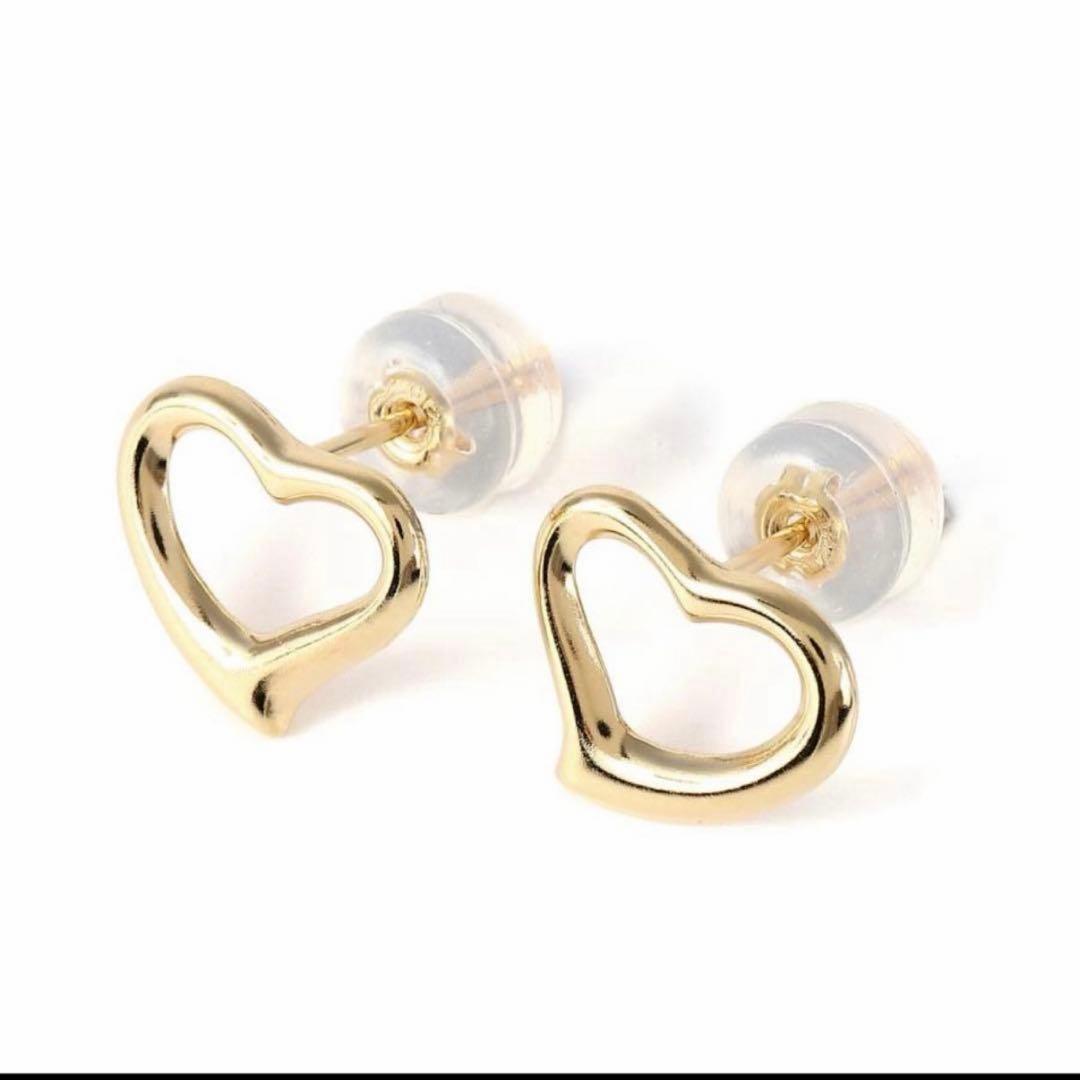 k18 ピアス　オープンハート イエローゴールド　Lサイズ約10mm×9mm