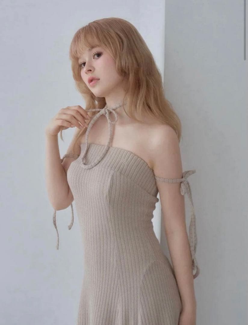 ワンピース andmary Fata body dress pink beige
