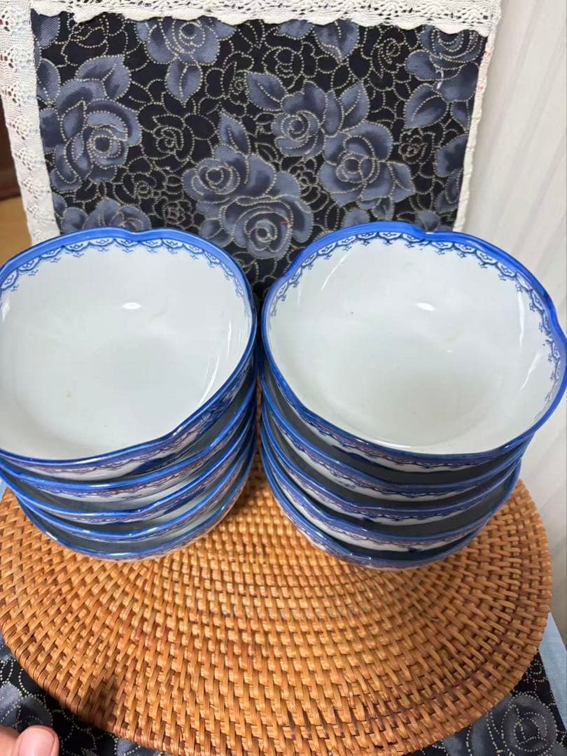 有田焼 鍋島 瓔珞紋 唐子 古民家 ボウル 10個セット