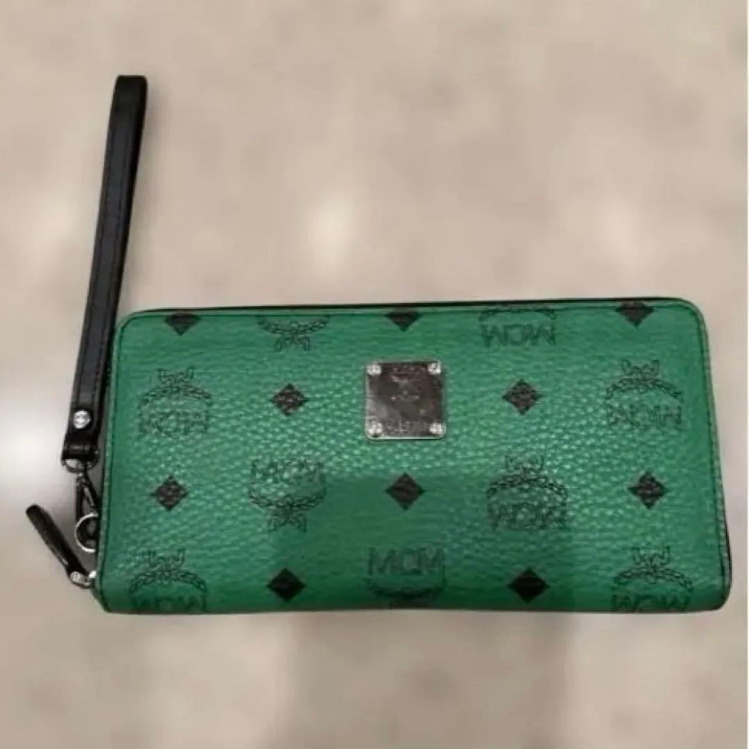 MCM グリーンレザー長財布 収納袋付き　送料込み最終価格‼️