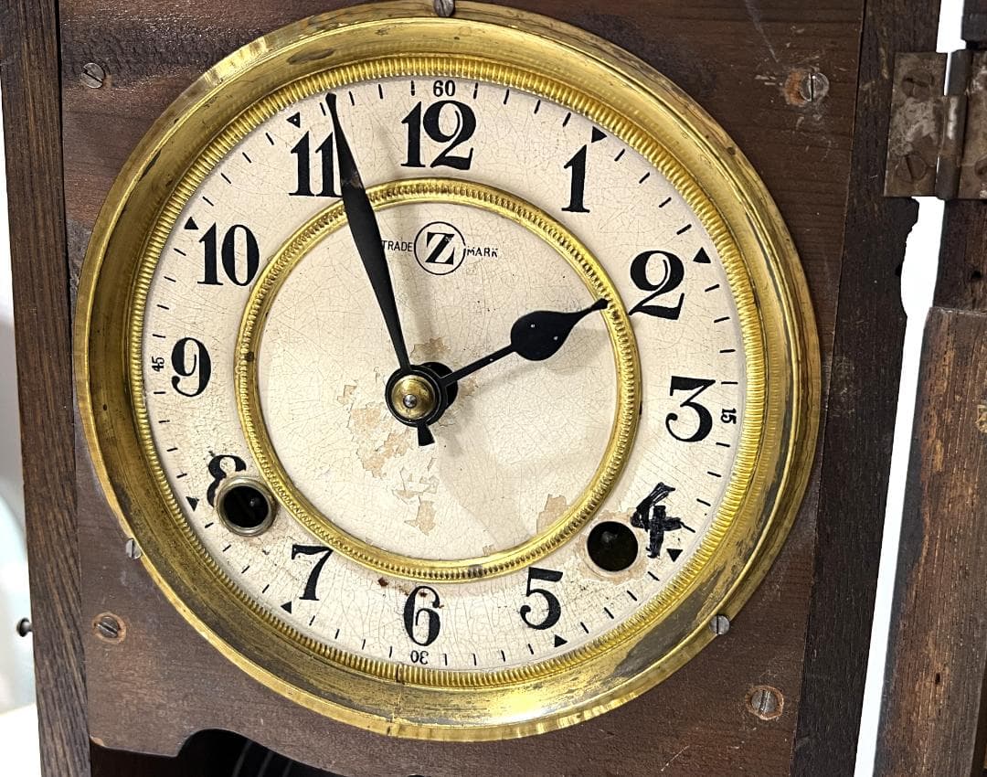 Ｚマーク　柱時計　横浜エムズイ商会　ゼンマイ式　宮型　ボンボン時計　手巻き式