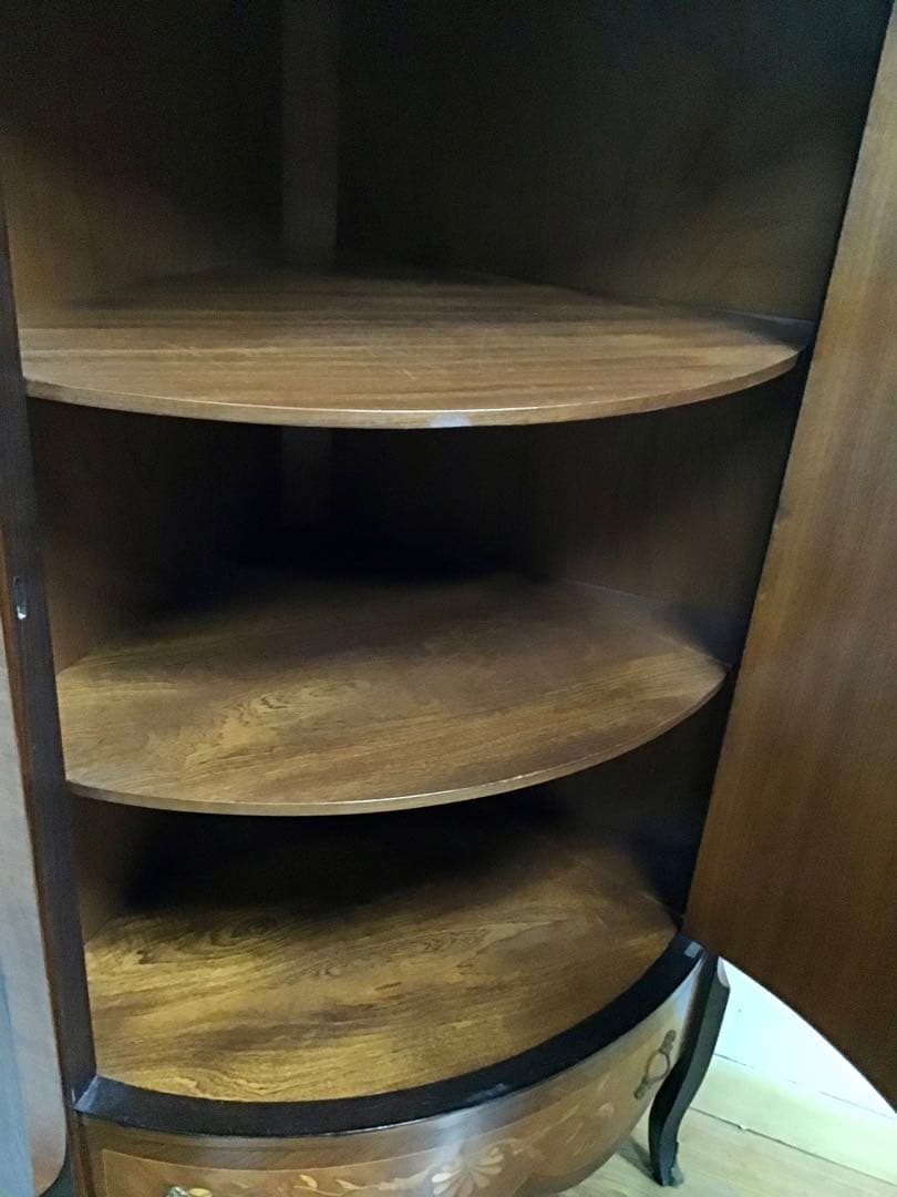 管378☆イタリア製☆象嵌細工☆コーナーキャビネット