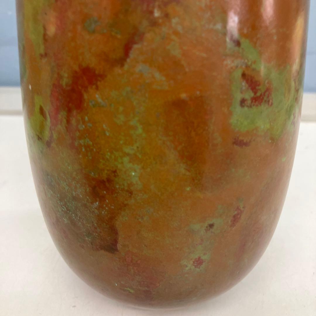 4F【名工 蓮田修吾郎】青銅 花入 「花あかり」 鋳銅 花瓶 共箱 伝統工芸