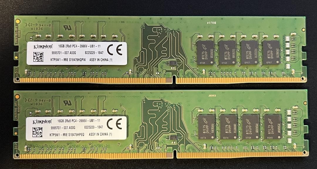 か*せ様 中古正常品 キングストン デスクトップPC用 DDR4 16GBx2（