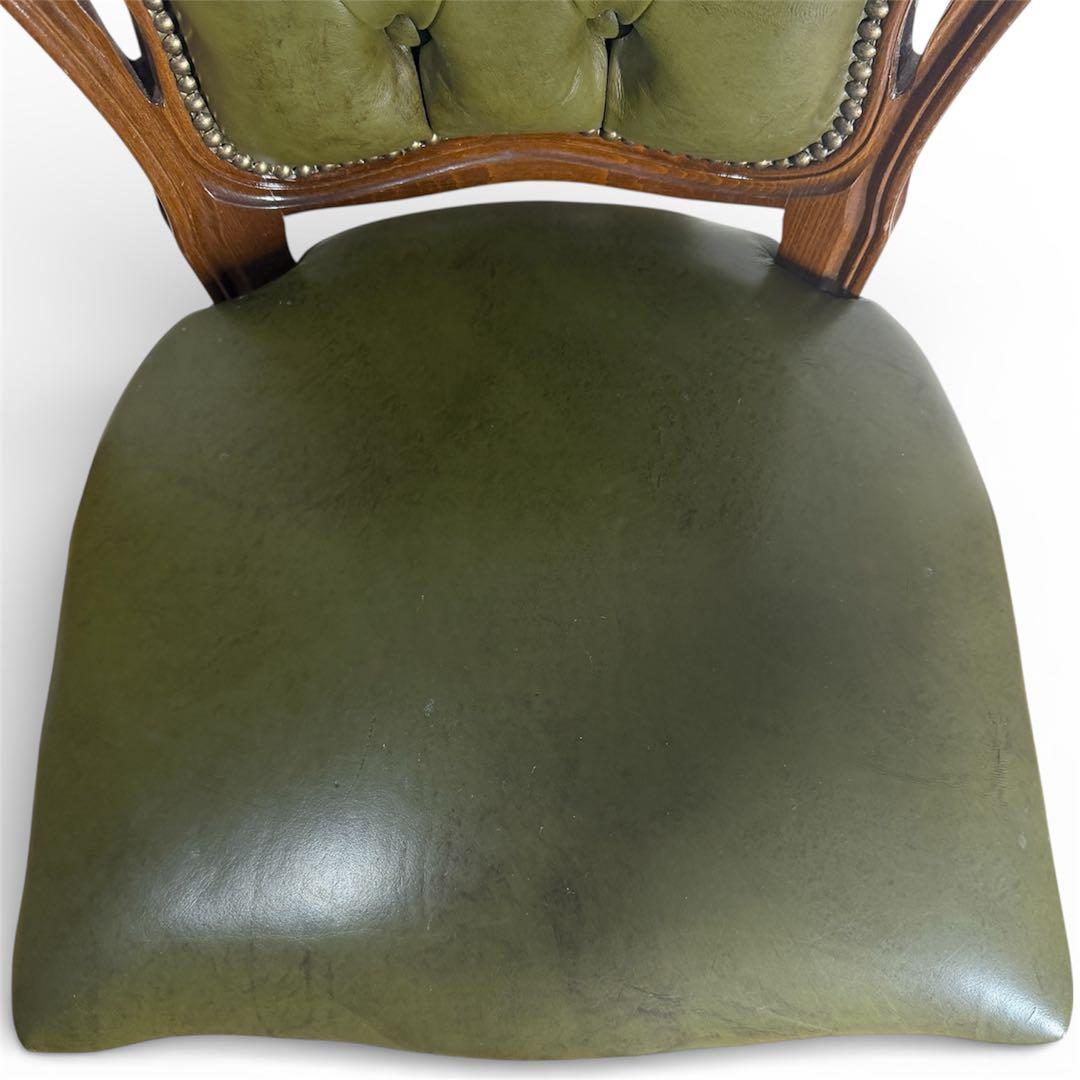 イタリアン ヴィンテージ調 ダイニングチェア レザー 猫脚 NO.1