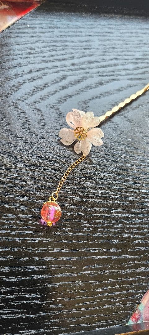 ブライス　ドールSize簪　桜　髪飾り　つまみ細工　アウトフィット