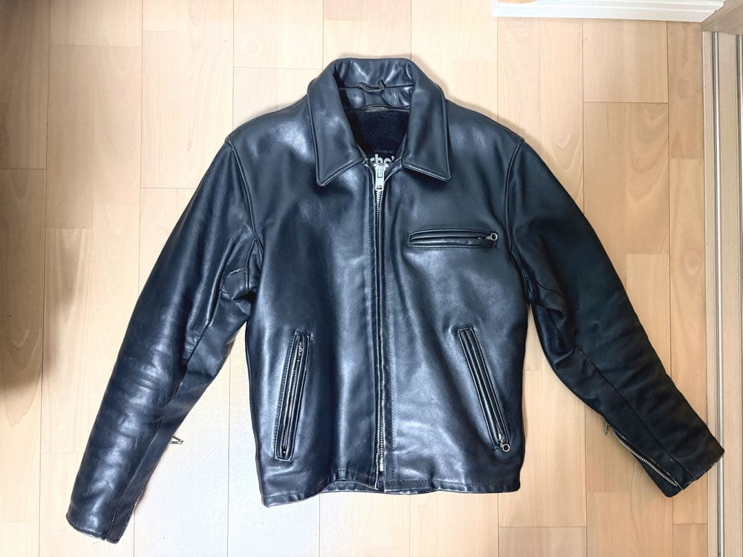 Schott ブラックレザーライダースジャケットライナー USA製 サイズ38