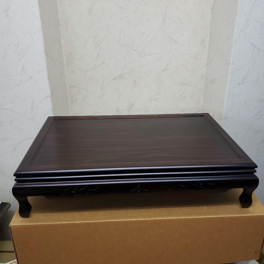 蔵出し特価　最高級本黒檀花瓶台 松 彫刻入り55×35×12cm　箱付き