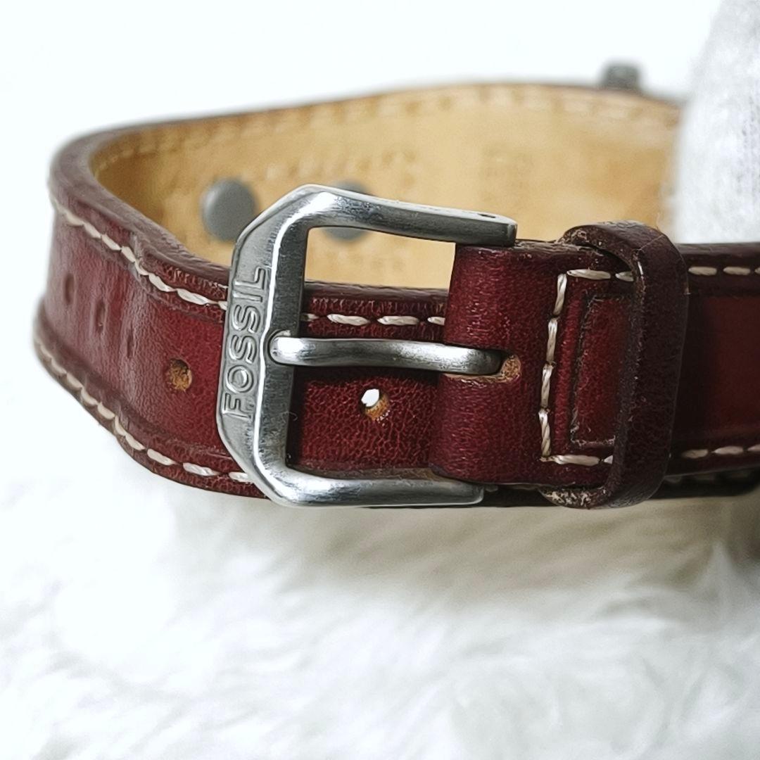 良品✨ FOSSIL BIG TIC フラワー 花 腕時計 レザー 稼働品 廃盤