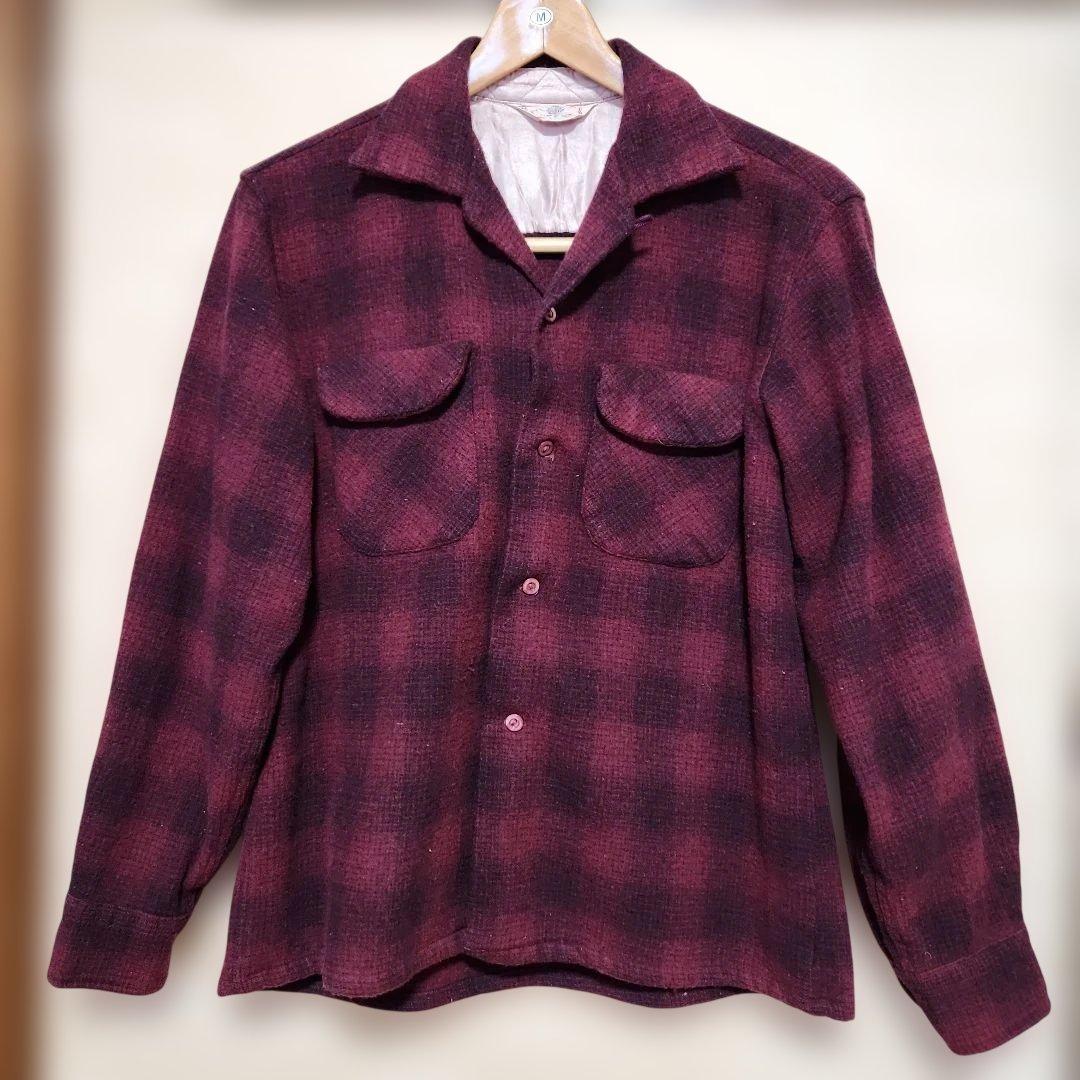 BRENT 40s MONTGOMERYWARDオンブレチェック開襟ウールシャツ