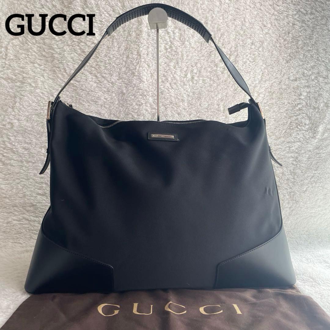 美品✨GUCCI ワンショルダー ボストンバッグ ナイロン GG柄 ロゴプレート