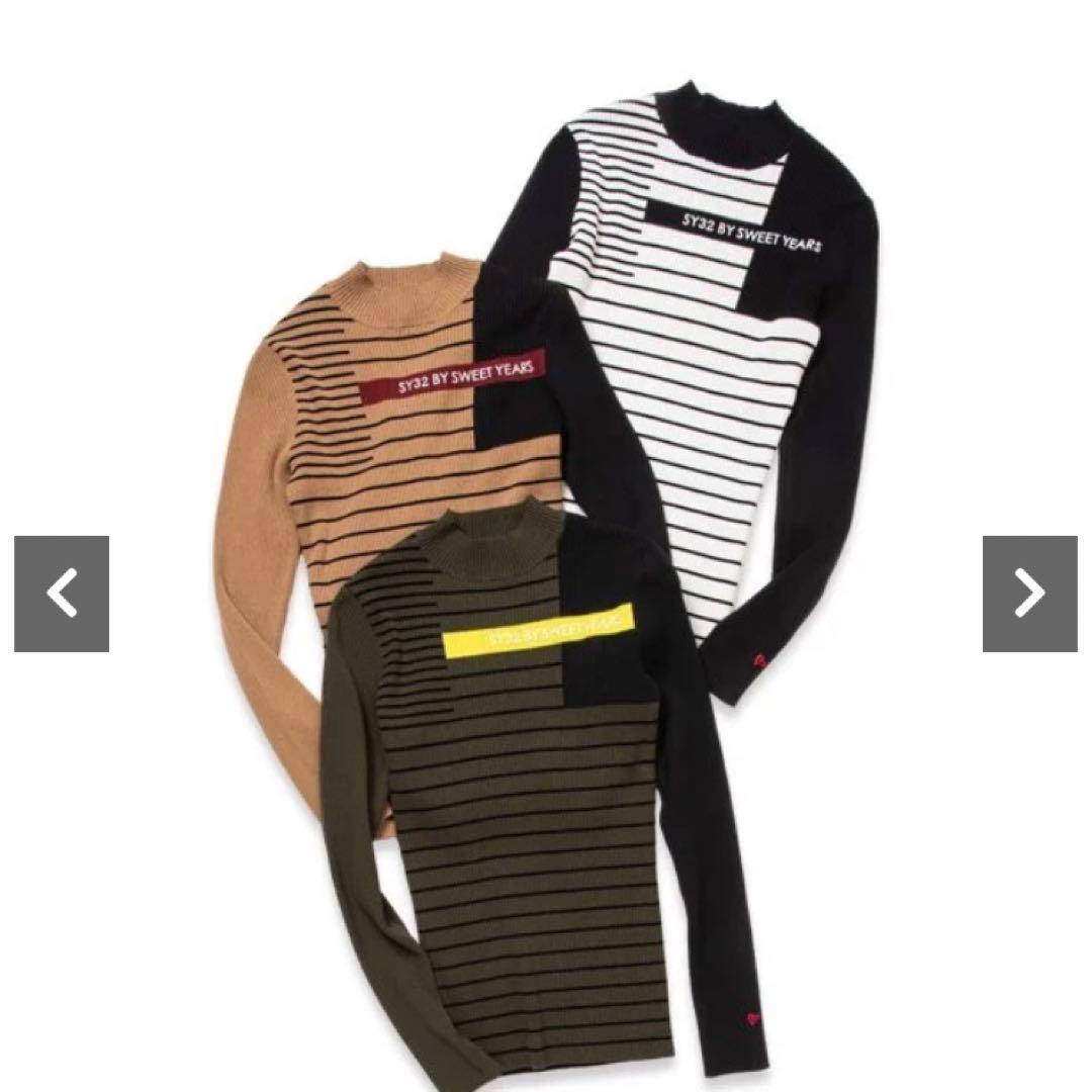 SY32 Mサイズ　ベージュ　PANEL BORDER SWEATER