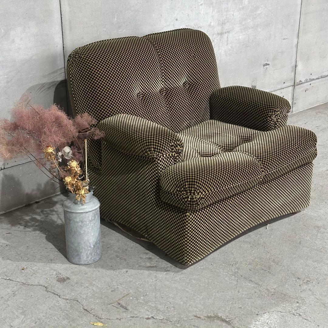 ✦70’s✦昭和レトロ 千鳥格子 1人掛けソファ｜昭和レトロ ミッドセンチュリー