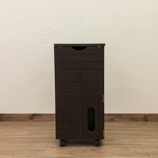 【新品・送料無料】コスメワゴン　縦型　DBR/WH