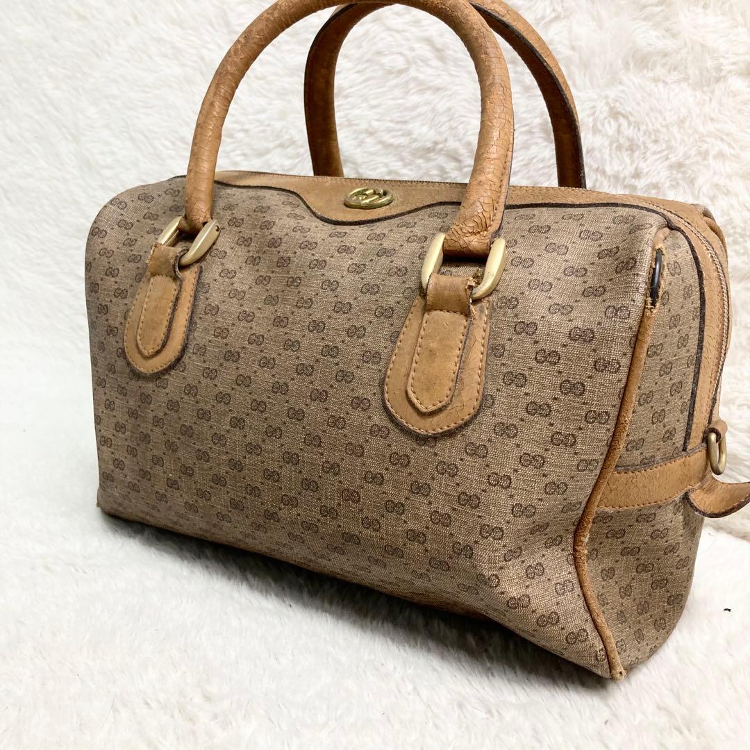 グッチ ボストンバッグ ハンド GG 金具 レザー　希少 金具 ロゴ 大容量
