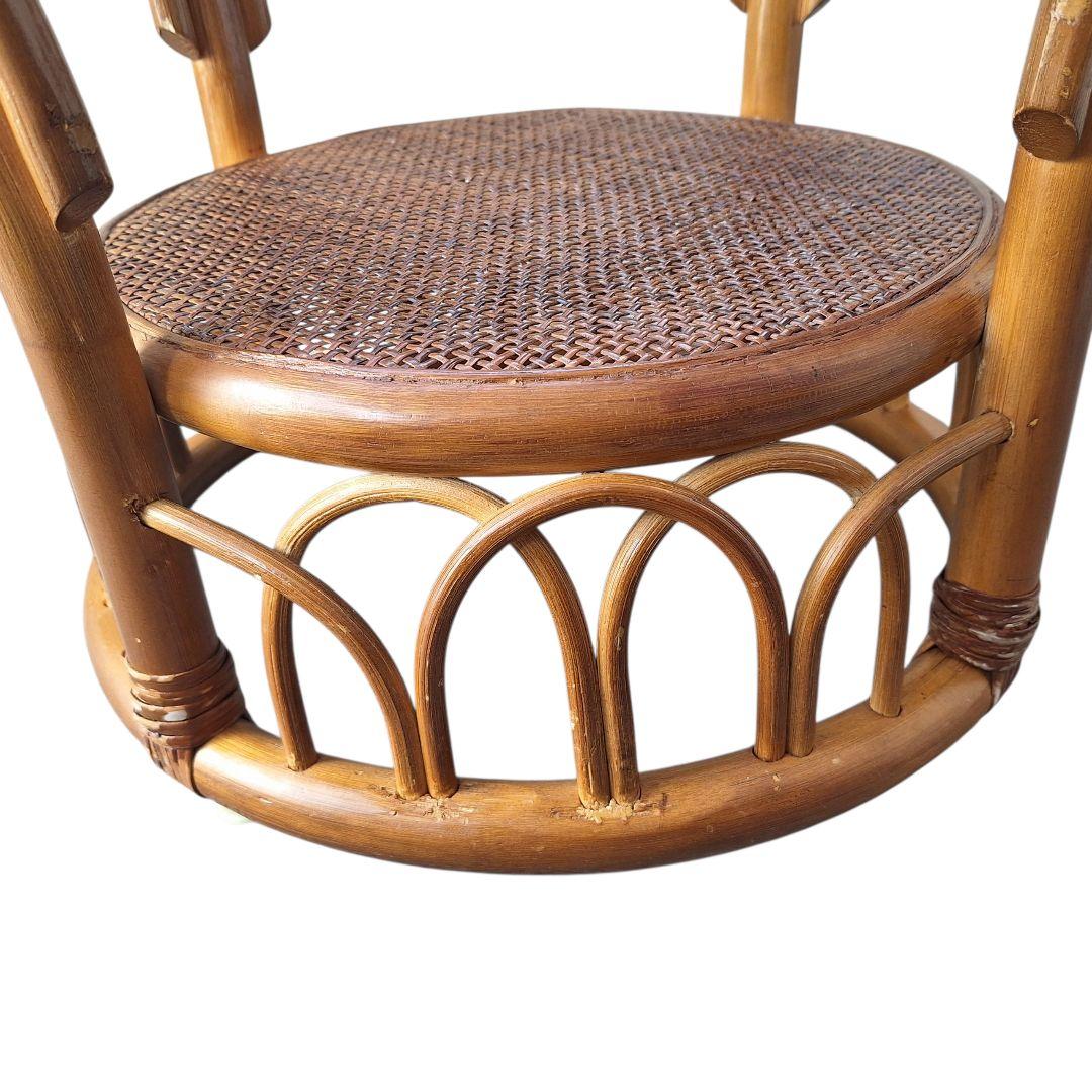 【良品】ヴィンテージ ラタン サイドテーブル ガラス