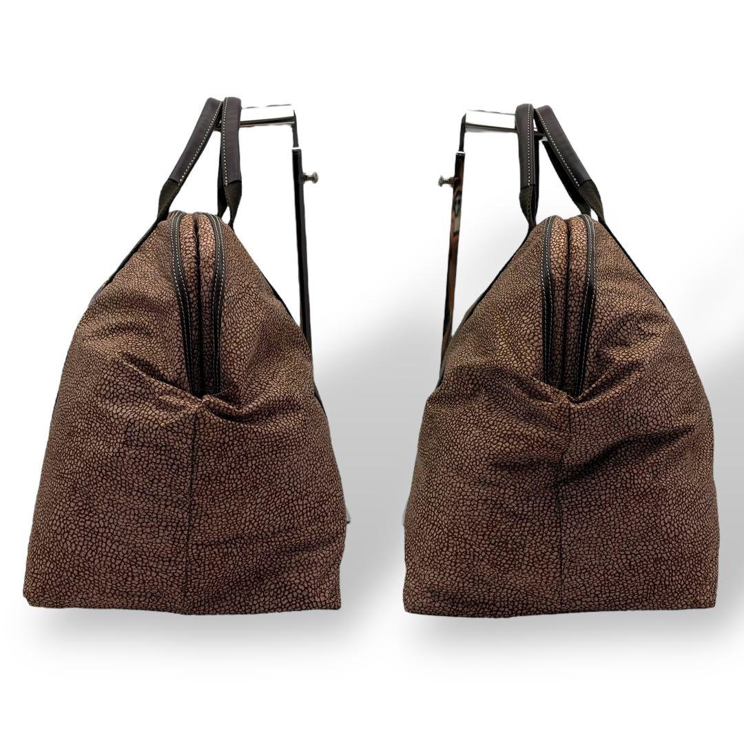 ボルボネーゼ ボストンバッグ トートバッグ 腕掛け ナイロン ブラウン うずら柄