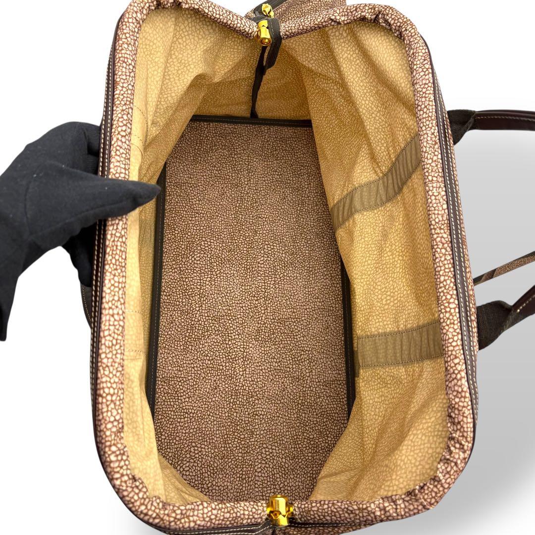 ボルボネーゼ ボストンバッグ トートバッグ 腕掛け ナイロン ブラウン うずら柄