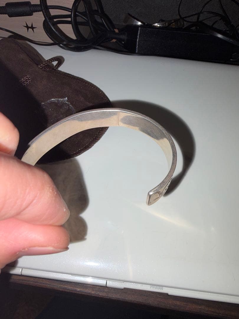 ワシミタロウ シルバー ゴールド バングル 花彫刻