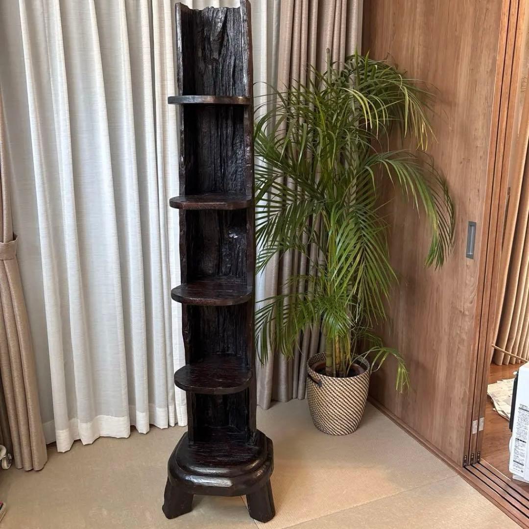 KAJA 木製ラック 4段 ダークブラウン