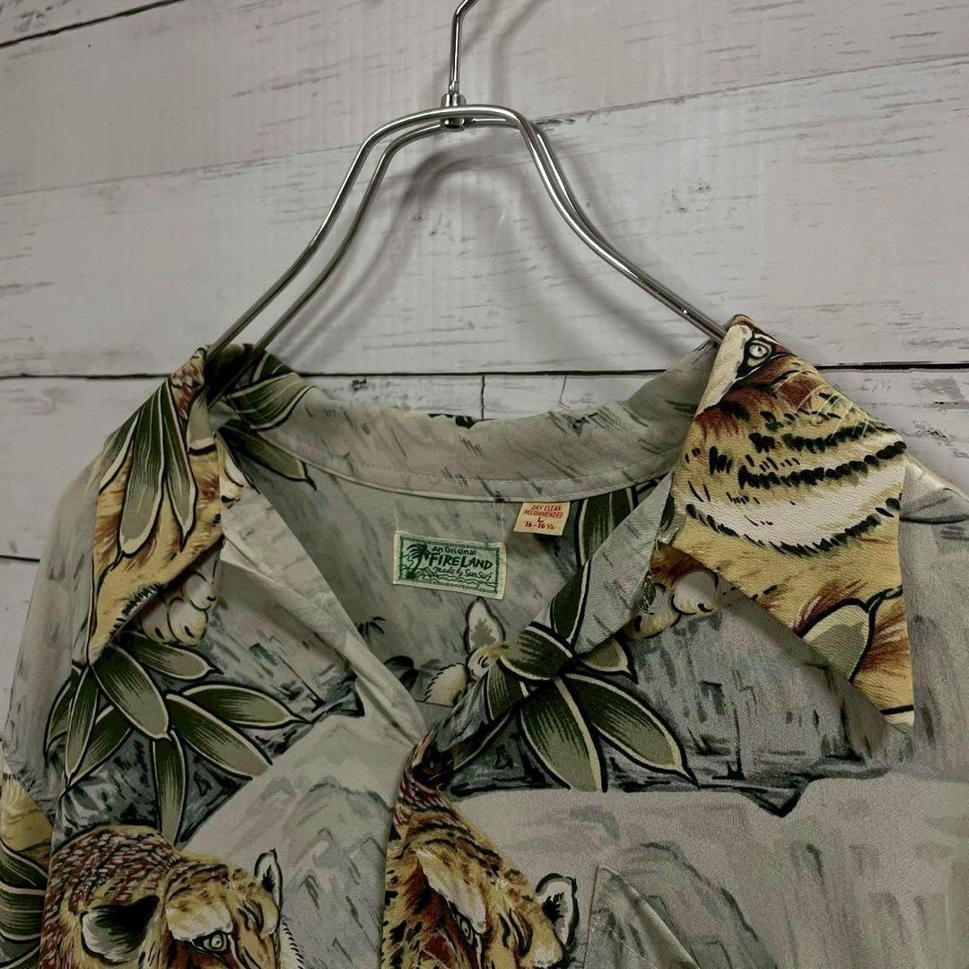 1【人気Lサイズ】サンサーフ☆総柄 タイガー 大人気モデル アロハシャツ119