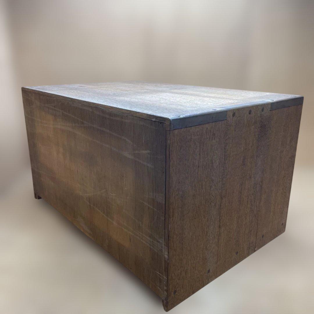 レトロ　木製　金庫タンス　鍵付き　2列3段　引き出しタンス　収納