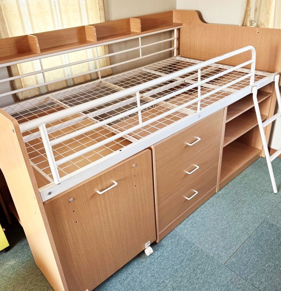 ロフトベッド ナチュラルウッド 引き出し付き