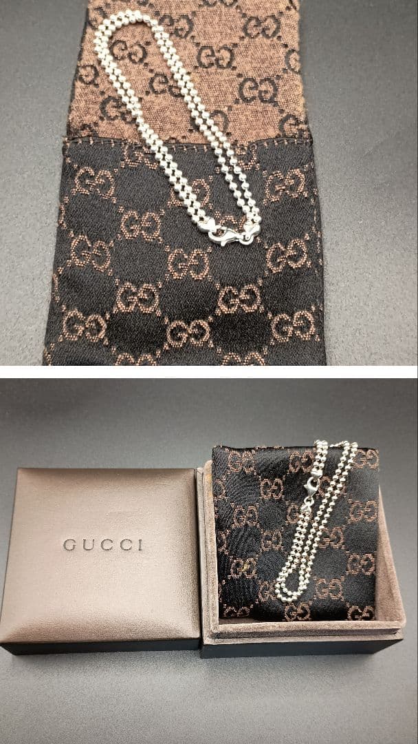 【美品】GUCCI ハート型ダブルボールチェーンブレスレット S925 17cm