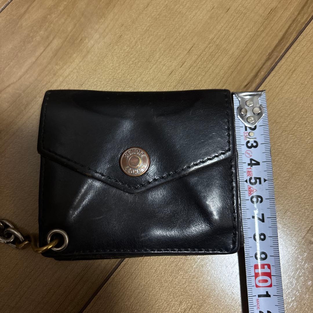 茶芯　ショット　schott 三つ折り財布　ウォレットチェーン　アメカジ　古着