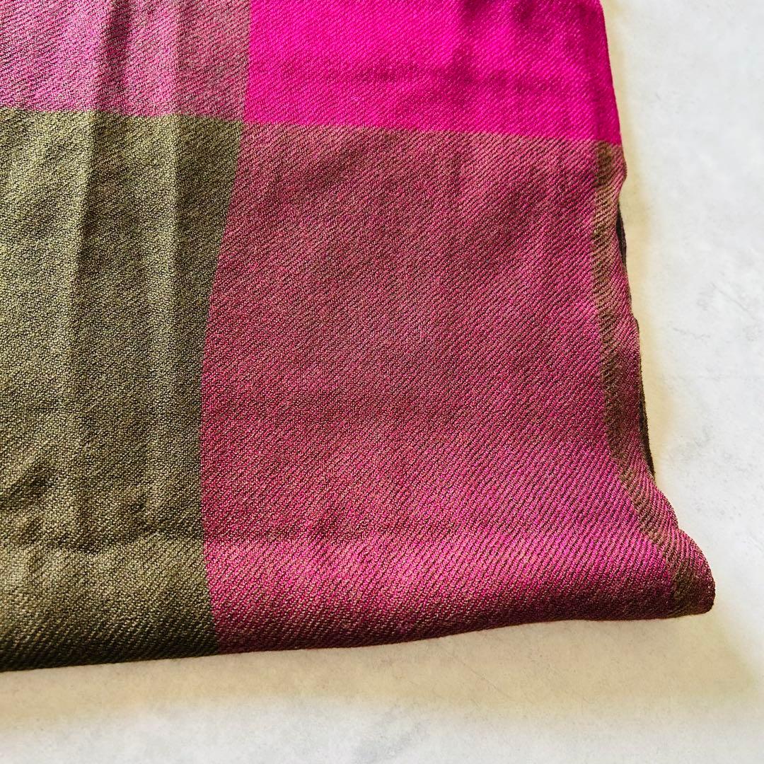 Loro Pianaロロピアーナカシミヤ100%ストール格子マルチマフラー 大判