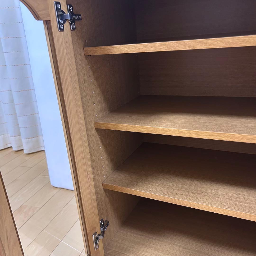 北欧ガラスキャビネット　木製　木研株式会社　コンパクト　可動棚3枚　食器棚