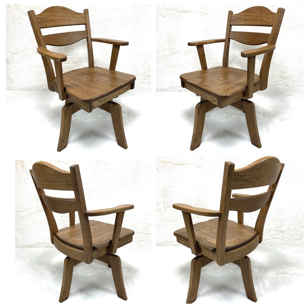 ✨美品✨ フジシ　RINGO ARM TURN 天然木　肘置き付き 回転チェア