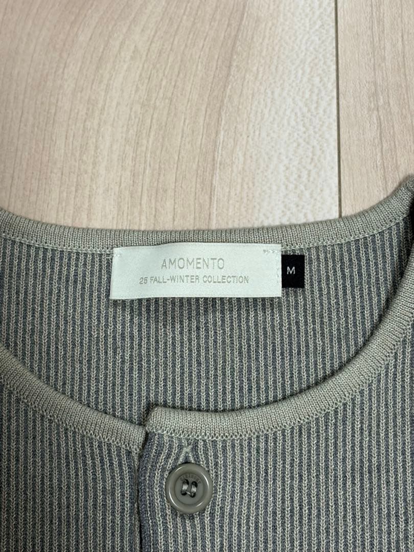 トップス AMOMENTO Stripe Button Up Cardigan Grey