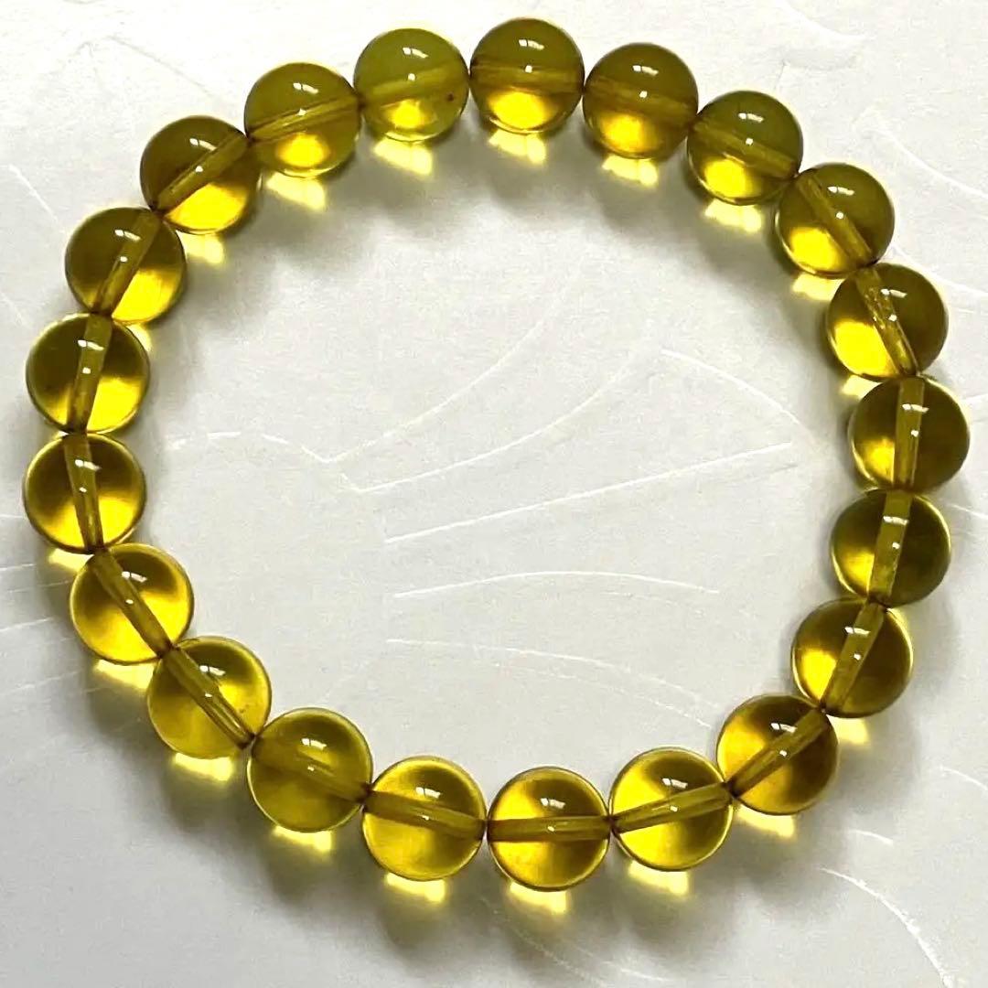 最終値【新品】アンバー(天然琥珀)φ10mm玉ブレスレット　内径6.0cm