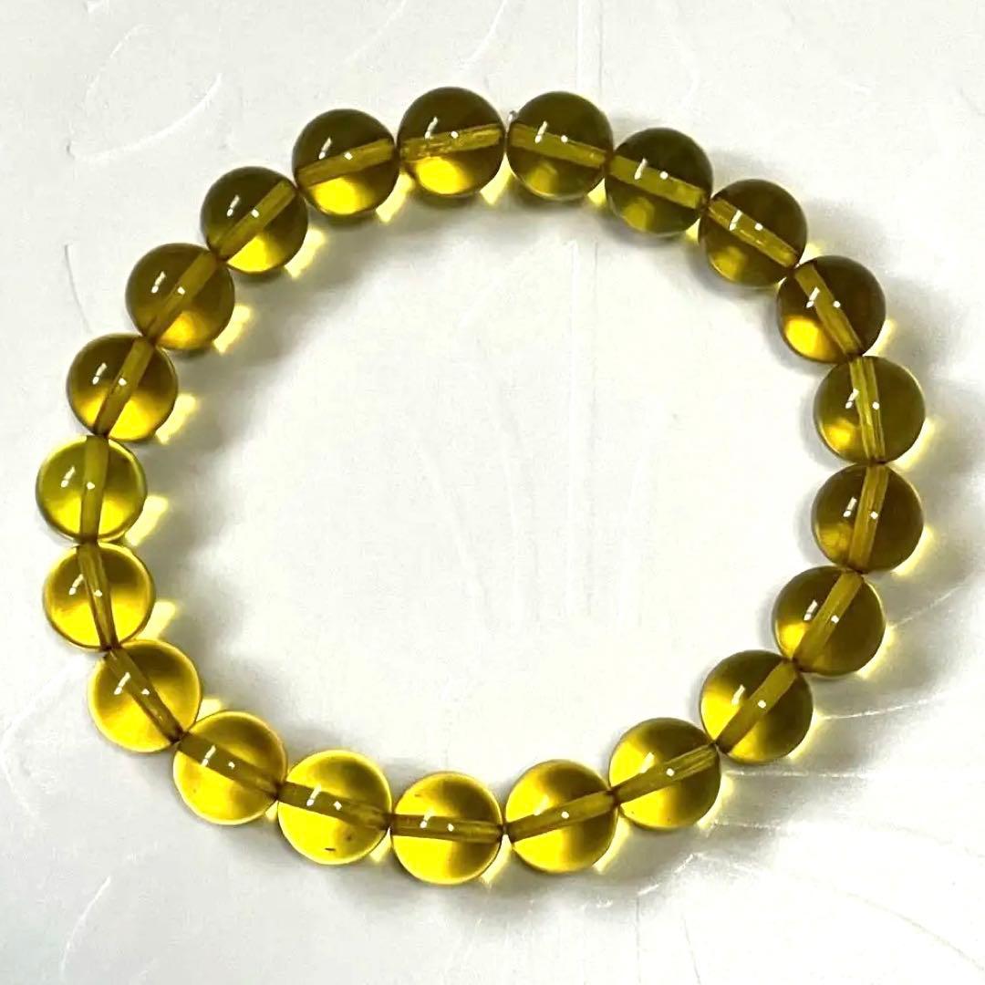 最終値【新品】アンバー(天然琥珀)φ10mm玉ブレスレット　内径6.0cm