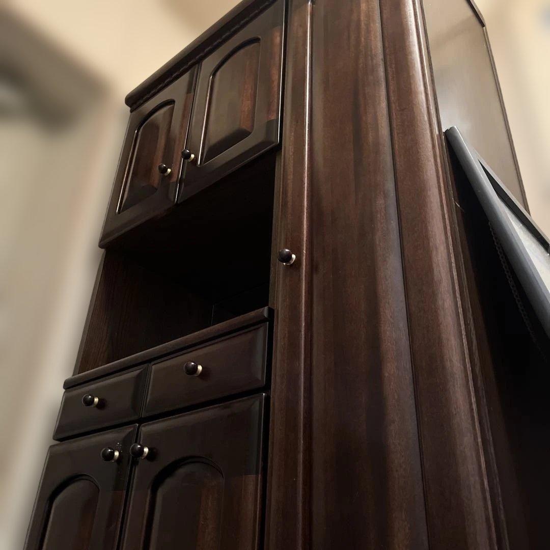 木製ダークブラウン下駄箱引き出し付き