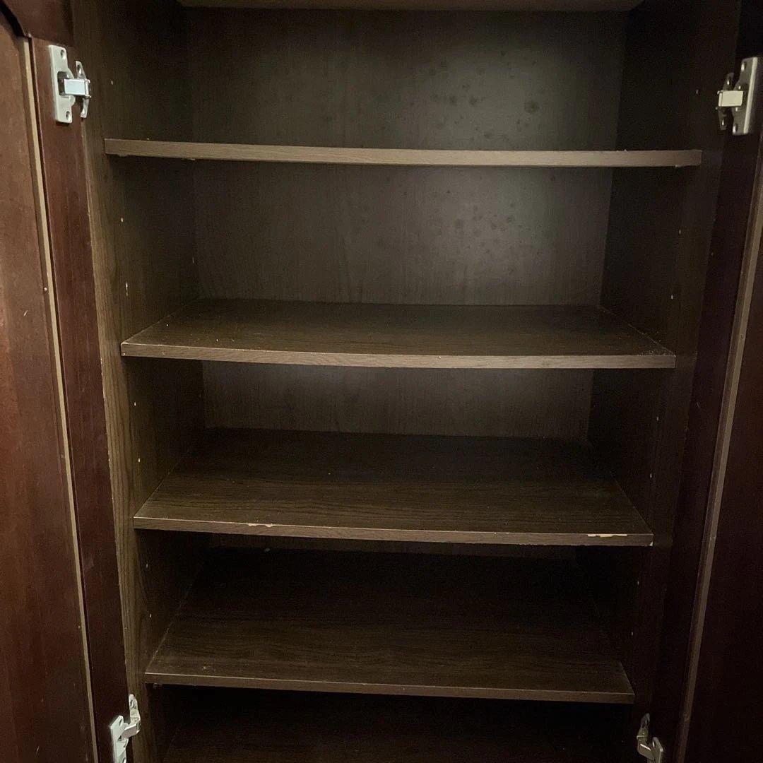 木製ダークブラウン下駄箱引き出し付き