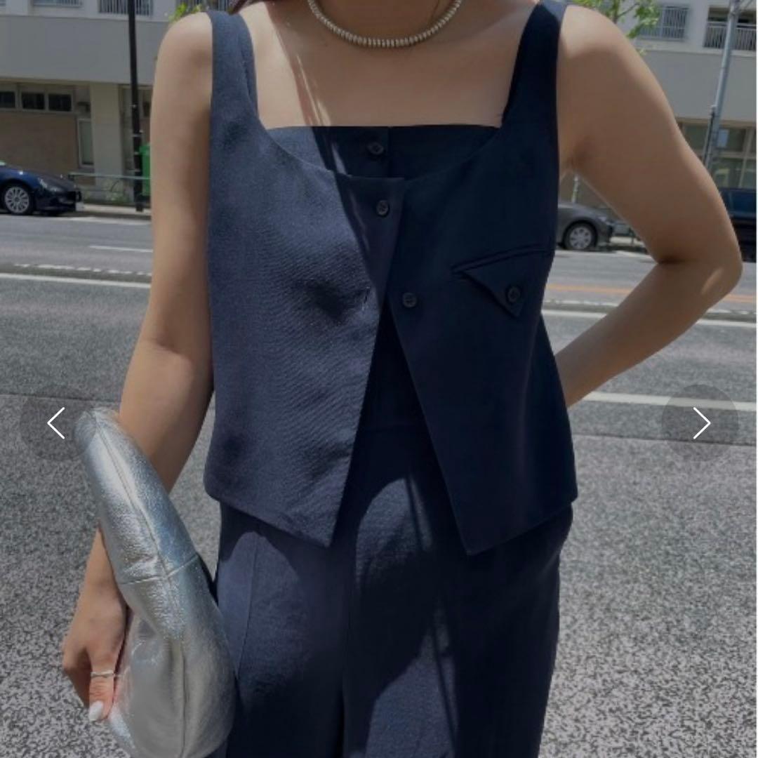 AMERI VEST SET BARE TOP ROMPERS ネイビー　S