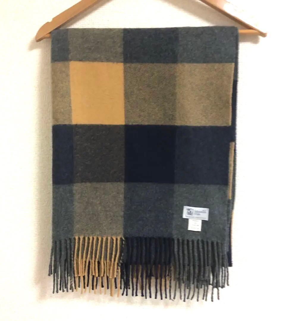 ジョンストンズ　カシミヤ　大判ストール　ブロックチェック　日本別注