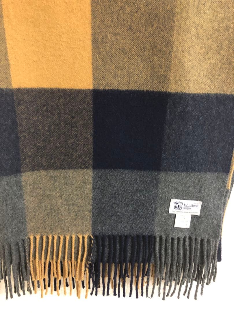 ジョンストンズ　カシミヤ　大判ストール　ブロックチェック　日本別注