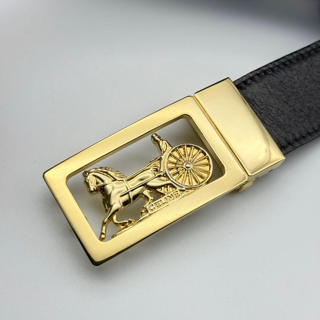 ✨美品✨セリーヌ ベルト 馬車金具 ゴールド金具 レザー 本革 メンズ 紳士