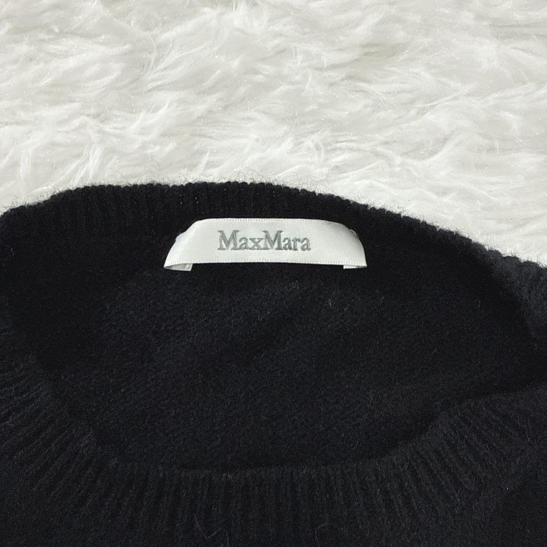 マックスマーラ ニット セーター カシミヤ M 黒 ハート ビッグロゴ 白タグ