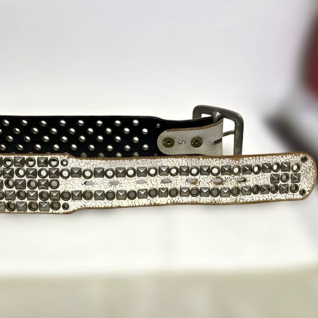 【希少】HYSTERIC✖BALTAZARスタッズ付きベルト　ホワイト/Sサイズ