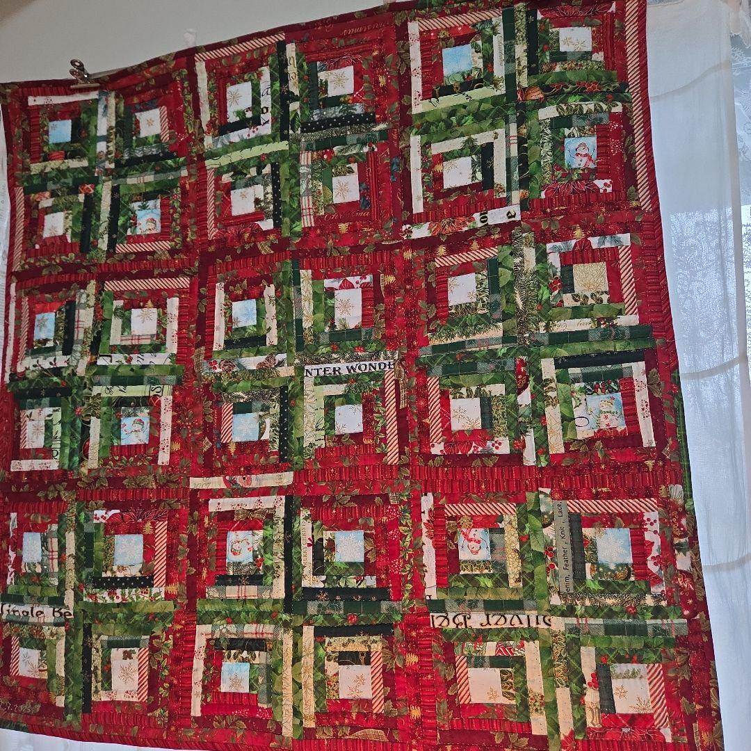 ❣️パッチワーク　クリスマス　ログキャビンキルト❣️